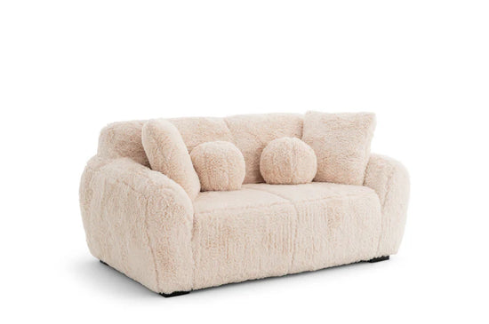 Faux Fur Cream 2 Seater Sofa set CARAMELLO GOMMOSA