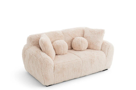 Faux Fur Cream 2 Seater Sofa set CARAMELLO GOMMOSA
