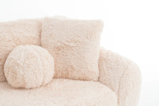 Faux Fur Cream 3 Seater Sofa CARAMELLO GOMMOSA