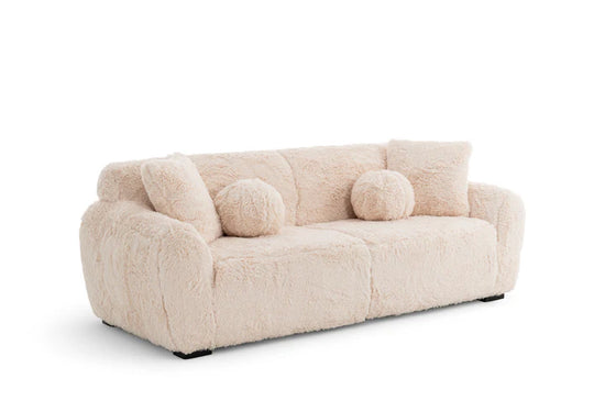 Faux Fur Cream 3 Seater Sofa CARAMELLO GOMMOSA