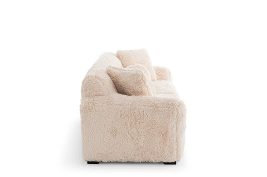 Faux Fur Cream 3 Seater Sofa CARAMELLO GOMMOSA