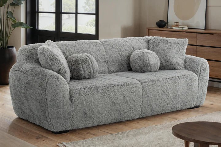 Faux Fur Grey 3 Seater Sofa  CARAMELLO GOMMOSA