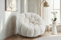 Teddy Boucle Fabric White 1 Seater Swivel Sofa DIVANO LETTO