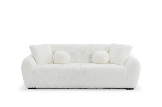 Faux Fur White 3 Seater Sofa CARAMELLO GOMMOSA
