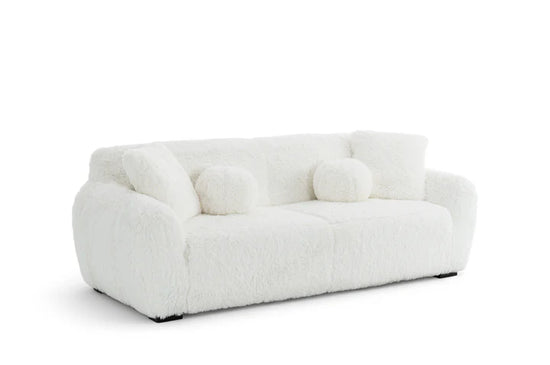 Faux Fur White 3 Seater Sofa CARAMELLO GOMMOSA