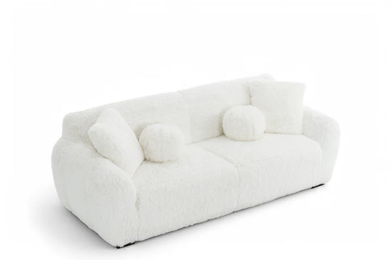 Faux Fur White 3 Seater Sofa CARAMELLO GOMMOSA