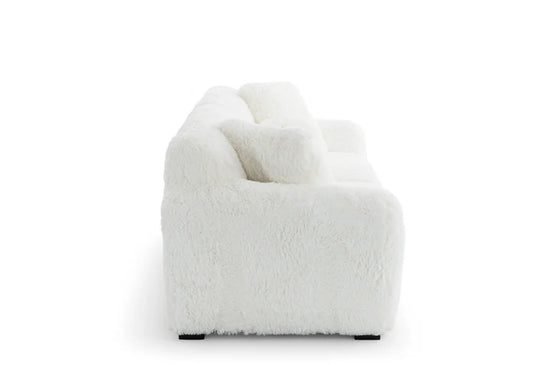 Faux Fur White 3 Seater Sofa CARAMELLO GOMMOSA