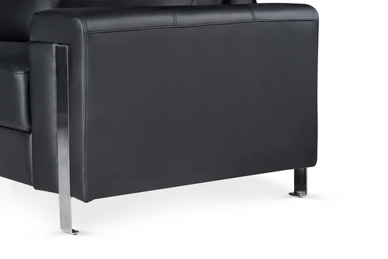 Vegan Leather Black Left Hand Facing Corner Sofa ELEGANZA