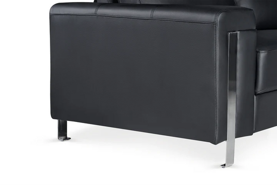 Vegan Leather Black Right Hand Facing Corner Sofa ELEGANZA