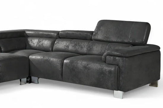 Faux Leather Suede Black 2C2 Corner Sofa VENTO