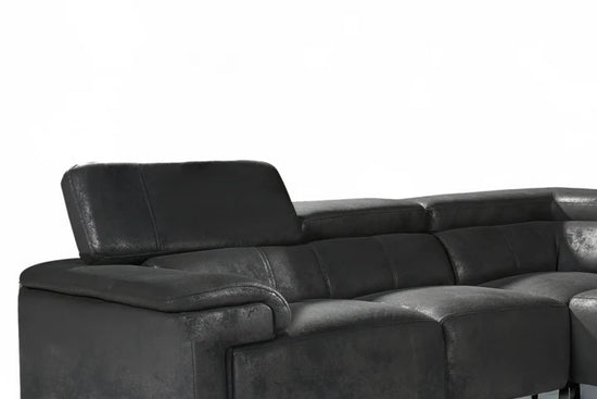 Faux Leather Suede Black 2C2 Corner Sofa VENTO