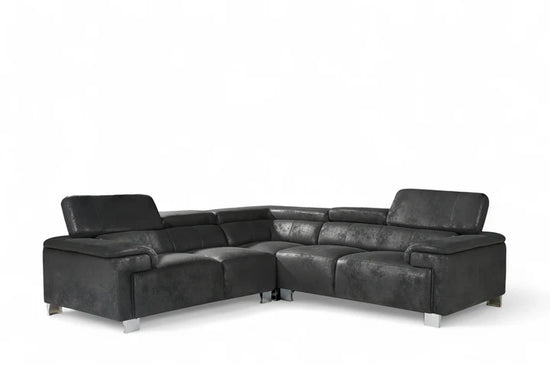 Faux Leather Suede Black 2C2 Corner Sofa VENTO