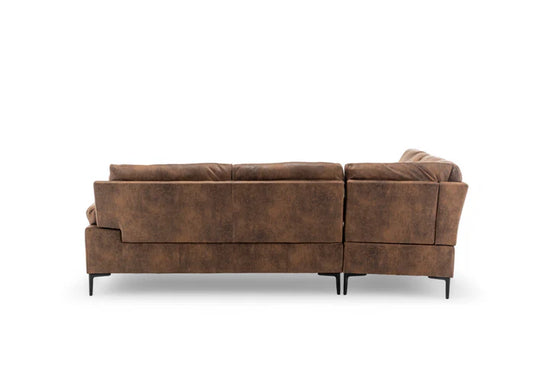 Faux Leather Suede Brown Left Hand Facing Corner Sofa MOLO