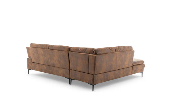 Faux Leather Suede Brown Left Hand Facing Corner Sofa MOLO