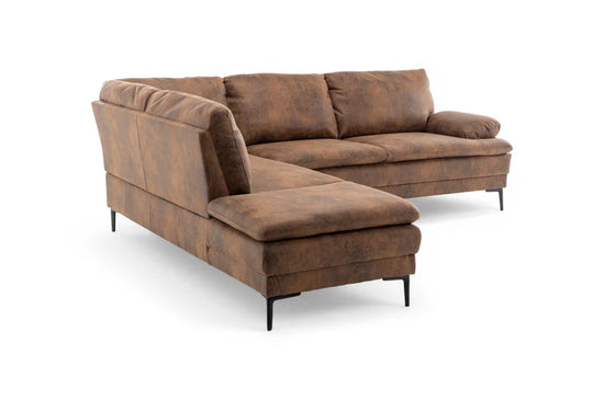 Faux Leather Suede Brown Left Hand Facing Corner Sofa MOLO