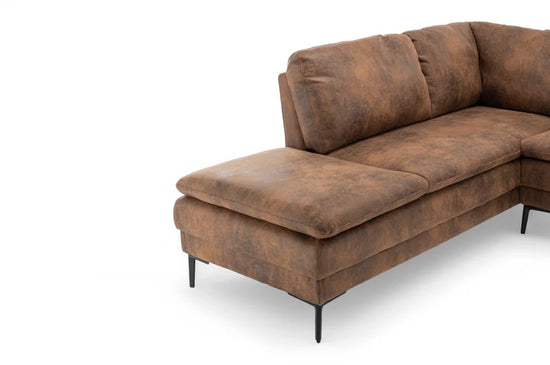 Faux Leather Suede Brown Left Hand Facing Corner Sofa MOLO