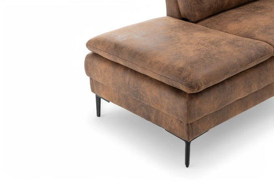 Faux Leather Suede Brown Left Hand Facing Corner Sofa MOLO