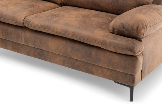 Faux Leather Suede Brown Left Hand Facing Corner Sofa MOLO