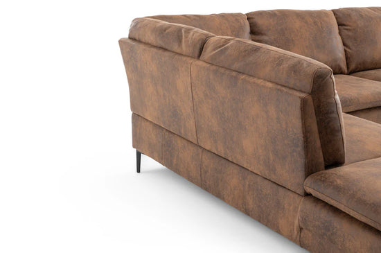 Faux Leather Suede Brown Left Hand Facing Corner Sofa MOLO