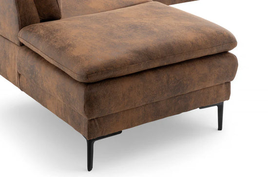 Faux Leather Suede Brown Left Hand Facing Corner Sofa MOLO