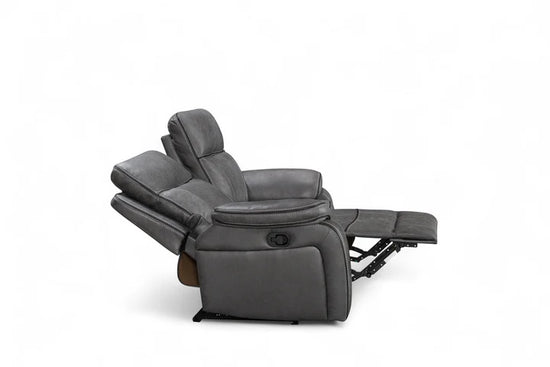 Faux Leather Grey 3 + 2 Seater Manual Recliner Sofa Set ELEGANZA