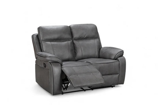 Faux Leather Grey 3 + 2 Seater Manual Recliner Sofa Set ELEGANZA