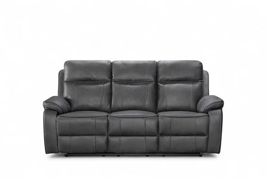 Faux Leather Grey 3 + 1 + 1 Seater Manual Recliner Sofa Set ELEGANZA