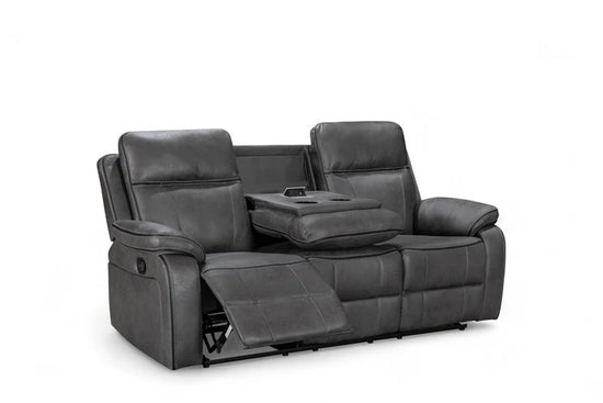 Faux Leather Grey 3 + 2 Seater Manual Recliner Sofa Set ELEGANZA