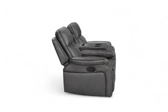 Faux Leather Grey 3 + 2 Seater Manual Recliner Sofa Set ELEGANZA