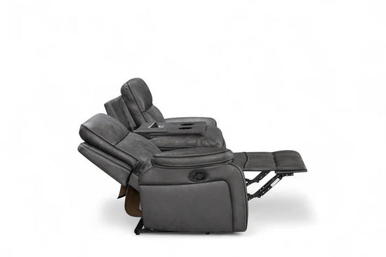 Faux Leather Grey 3 + 2 Seater Manual Recliner Sofa Set ELEGANZA