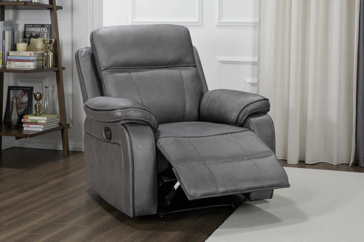 Faux Leather Grey Manual Recliner Chair ELEGANZA