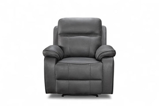 Faux Leather Grey 3 + 1 + 1 Seater Manual Recliner Sofa Set ELEGANZA