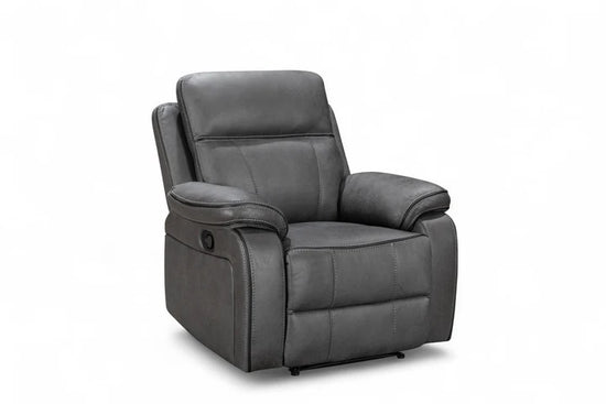 Faux Leather Grey 3 + 1 + 1 Seater Manual Recliner Sofa Set ELEGANZA