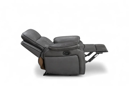 Faux Leather Grey 3 + 1 + 1 Seater Manual Recliner Sofa Set ELEGANZA