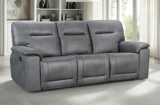 Faux Leather Grey 2 Seater Manual Recliner Sofa CHAISE