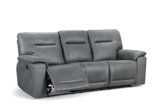 Faux Leather Grey 2 Seater Manual Recliner Sofa CHAISE