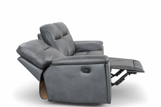 Faux Leather Grey 3 Seater Manual Recliner Sofa CHAISE