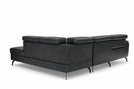 Faux Leather Grey Right Hand Facing Reclining Corner Sofa with Storage TRIONFO