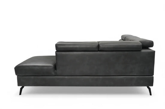 Faux Leather Grey Right Hand Facing Reclining Corner Sofa with Storage TRIONFO