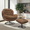 Faux Leather Suede Brown Azura Swivel Accent Chair with Footstool
