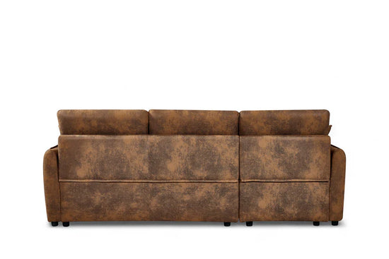 Faux Leather Suede Brown 1C2 Corner Sofabed with Storage CORAGGIOSO