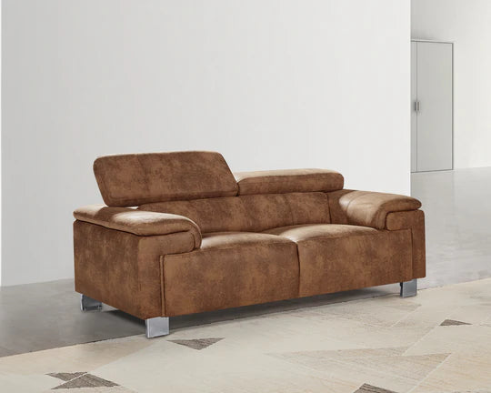 Faux Leather Suede Brown 2 Seater Sofa VENTO
