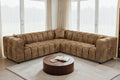 Faux Leather Suede Brown 2C2 Corner Sofa TRANQUILLITÀ