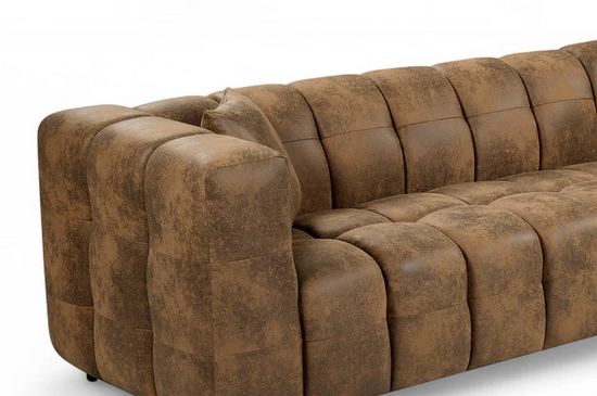Faux Leather Suede Brown 2C2 Corner Sofa TRANQUILLITÀ