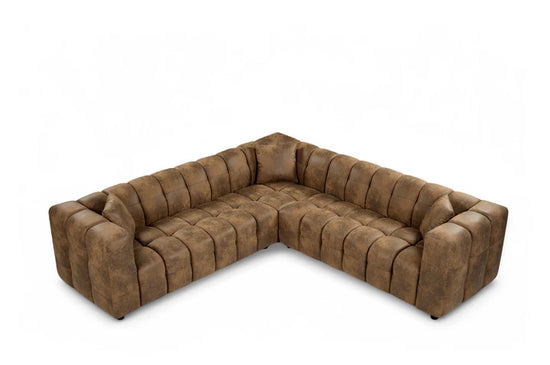 Faux Leather Suede Brown 2C2 Corner Sofa TRANQUILLITÀ