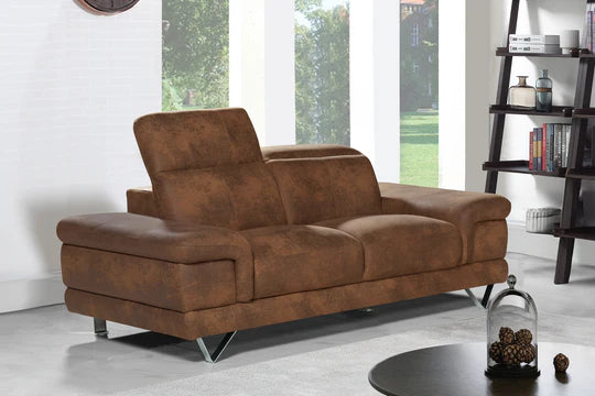 Faux Leather Suede Brown 2 Seater Sofa METROPOLI
