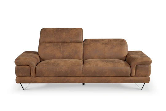 Faux Leather Suede Brown 3 Seater Sofa METROPOLI