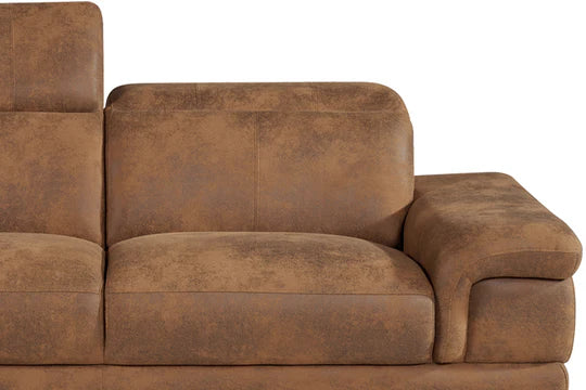 Faux Leather Suede Brown 3 Seater Sofa METROPOLI