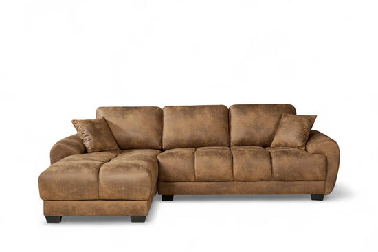 Faux Leather Suede Brown 1C2 Corner Sofa AIUTANTE