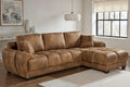 Faux Leather Suede Brown 2C1 Corner Sofa AIUTANTE